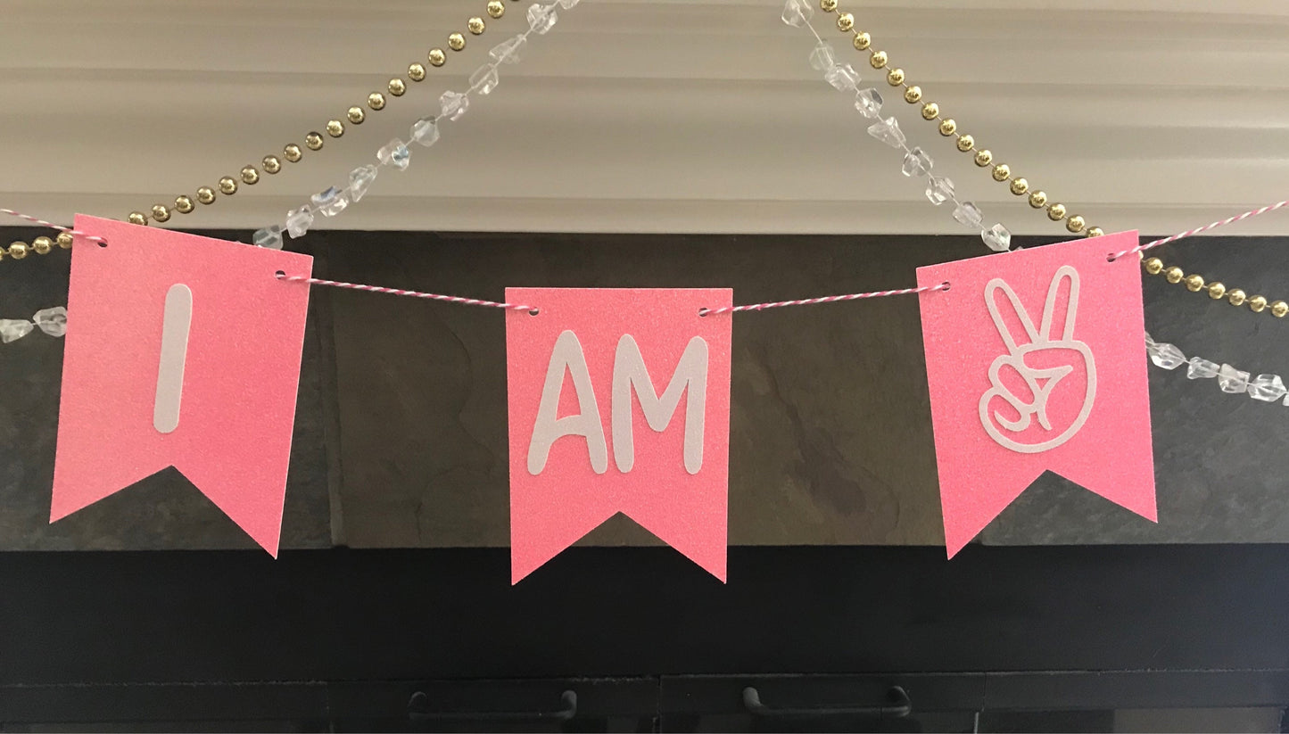 I Am Two Banner (Qty. 1)| Two Cool Banner| Twi Cool High Chair Banner| Two Cool Bunting| Two Cool Garland| I am 2 Decorations