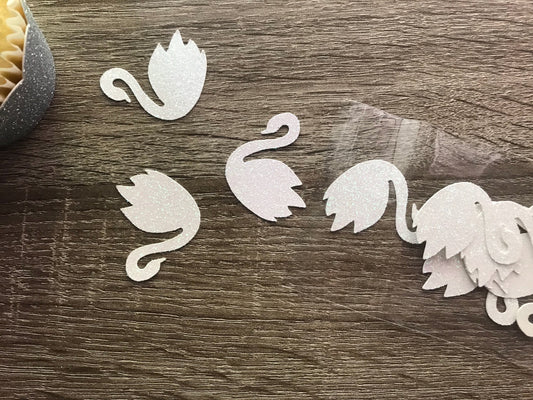 50 Piece Swan Confetti| Swan Birthday| Swan Party Decor| Swan Princess Party| Swan Turning One| Glitter Confetti| Dessert Table Confetti