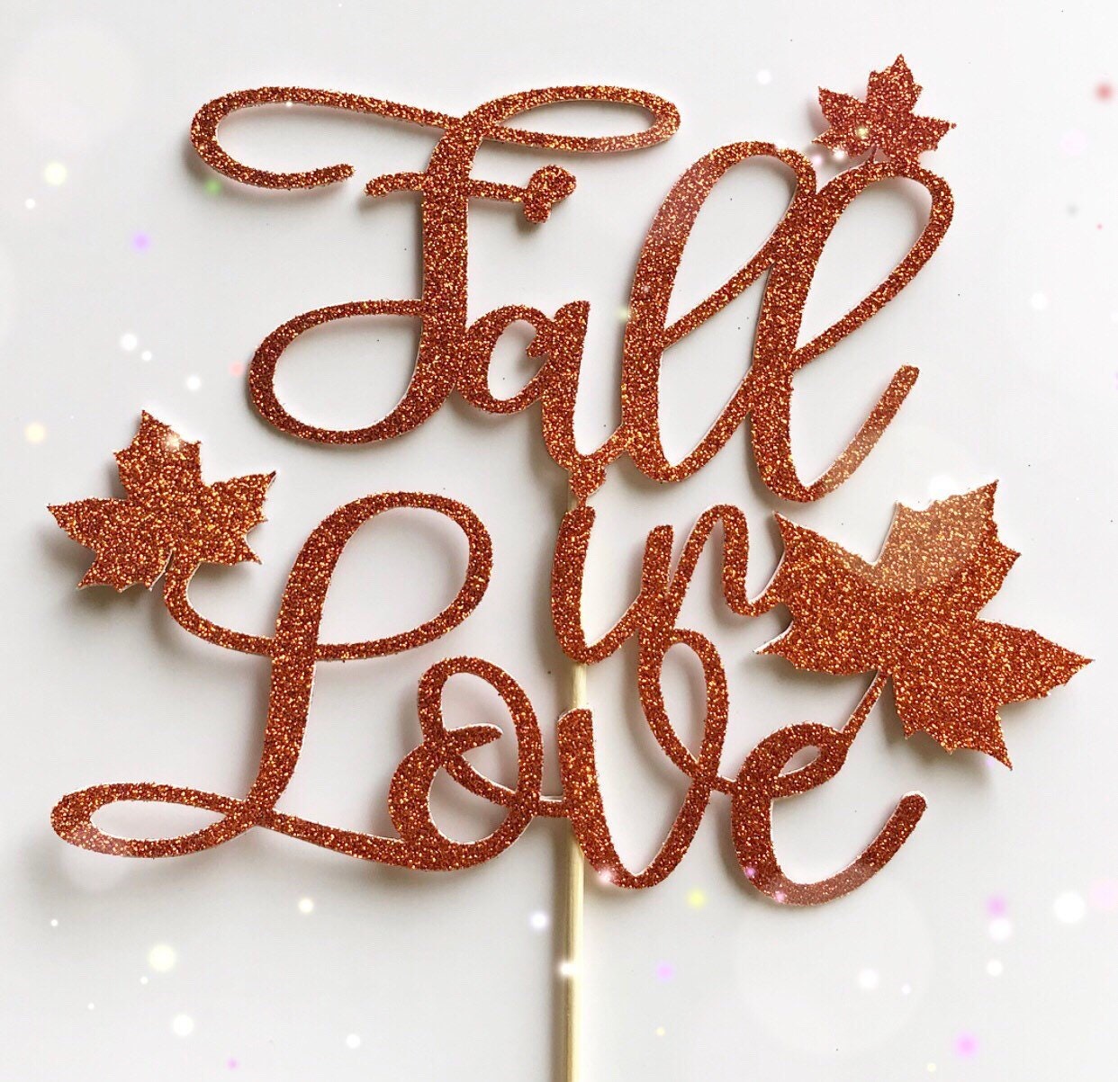 Fall In Love Cake Topper| Fall Cake Toppers| Fall Wedding Cake Toppers| Fall Engagement Toppers| Glitter Cake Toppers