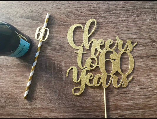 Cheers to 60 Years Cake Topper| Milestone Birthday| 60th Anniversary| 60th Birthday| Cake Topper for 60th Birthday| Sixty Decor| Sixty Cake