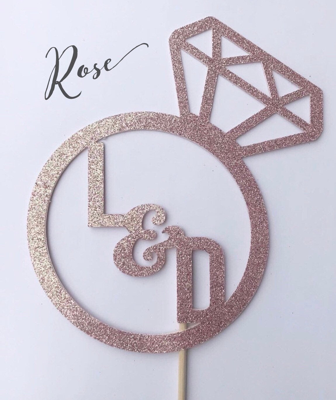 Personalized Engagement Ring Cake Topper