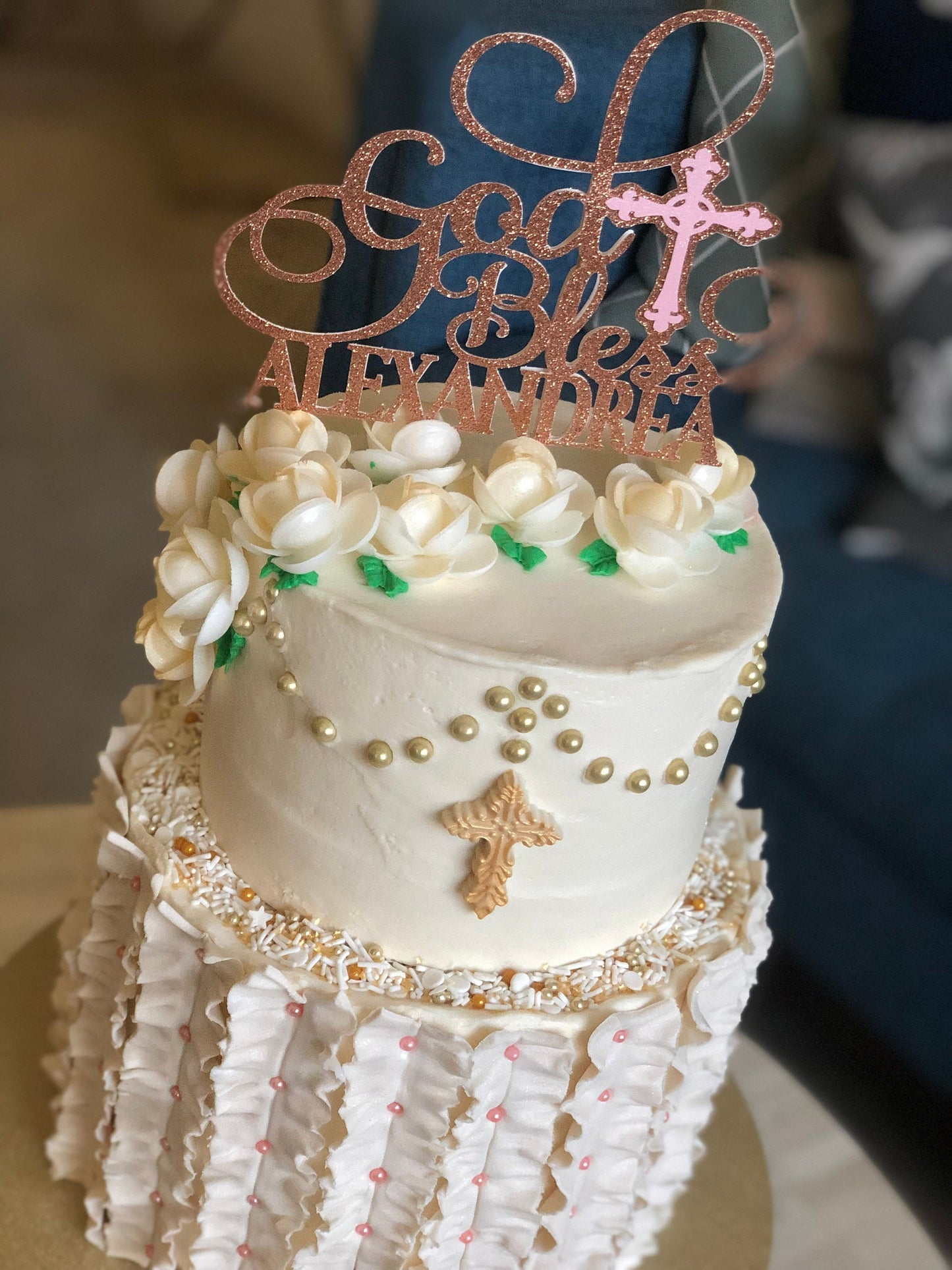 Communion Cake Topper| God Bless Cake Topper| Baptism Cake Topper| Baptism Decorations for Boys or Girls| Confirmation Centerpieces