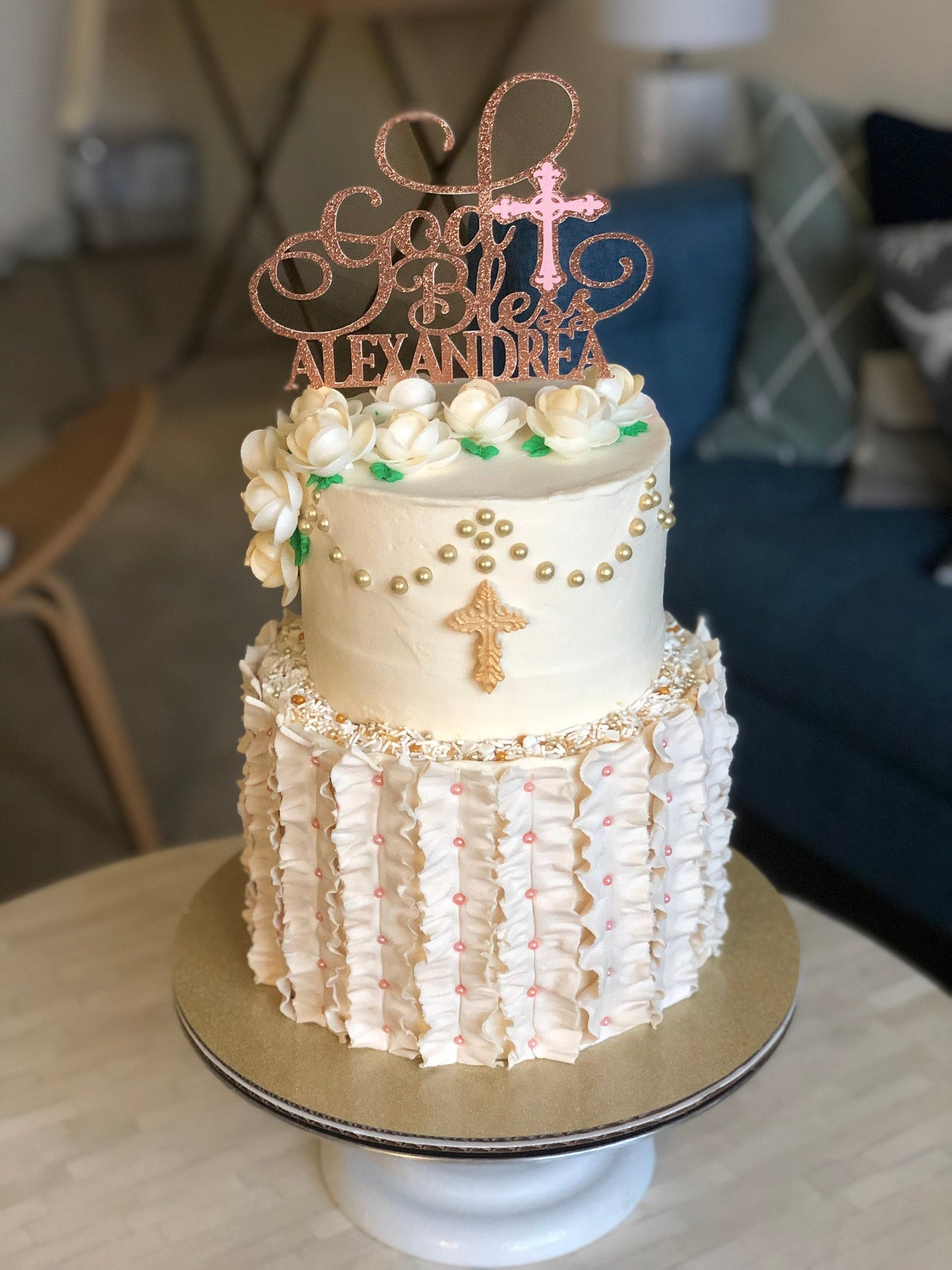 Baptism Decorations for Boys or Girls| God Bless Cake Topper| Communion Toppers| Confirmation Toppers| Confirmation Centerpieces