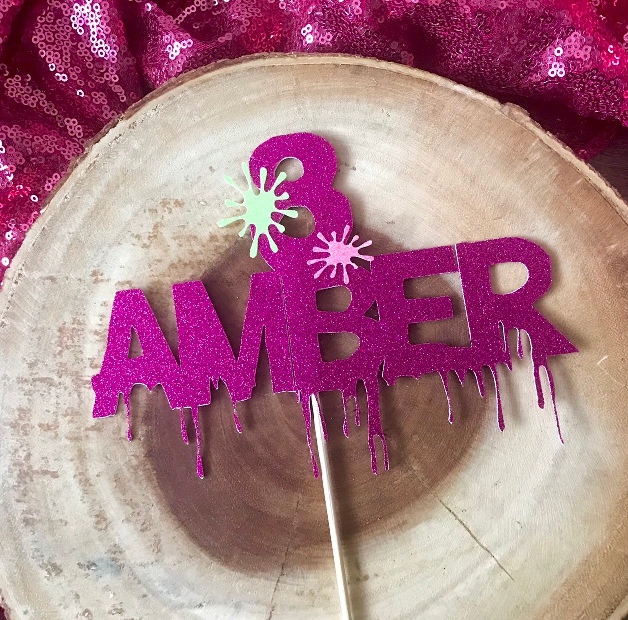 Personalized Slime Cake Topper