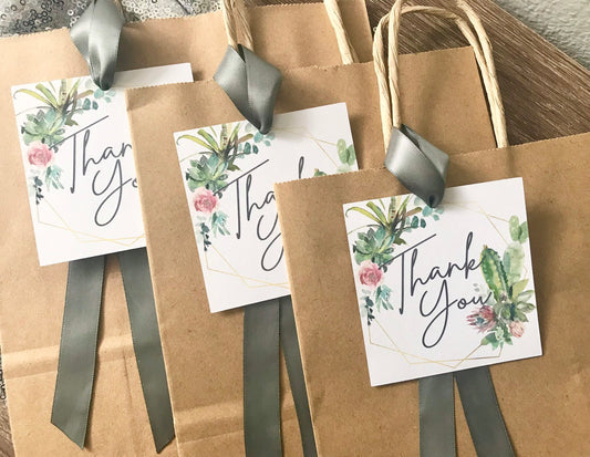 Thank You Bags (Qty. 1)| Wedding Thank You Bags| Thank You Gift Tags| Cactus Thank You Tags| Thank You Tags| Succulent Thank You Tags