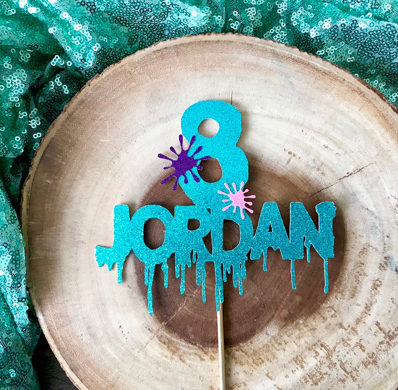 Personalized Slime Cake Topper