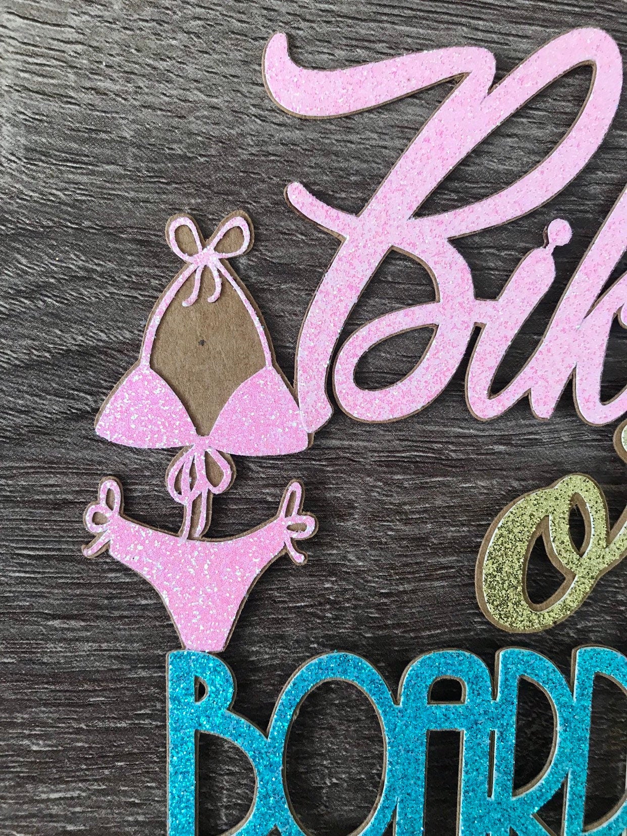 Bikinis or Boardshorts Gender Reveal Cake Topper