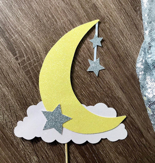 Moon Cake Topper| Twinkle Twinkle Little Star| To the Moon and Back| Moon Centerpiece| Moon Party Decor| Moon Theme| Moon Cake Picks