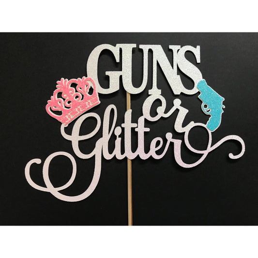 Guns or Glitter Cake Topper| Gender Reveal Cake Topper| Gender Reveal Cake Picks| Gender Reveal Party Decor| Reveal Ideas