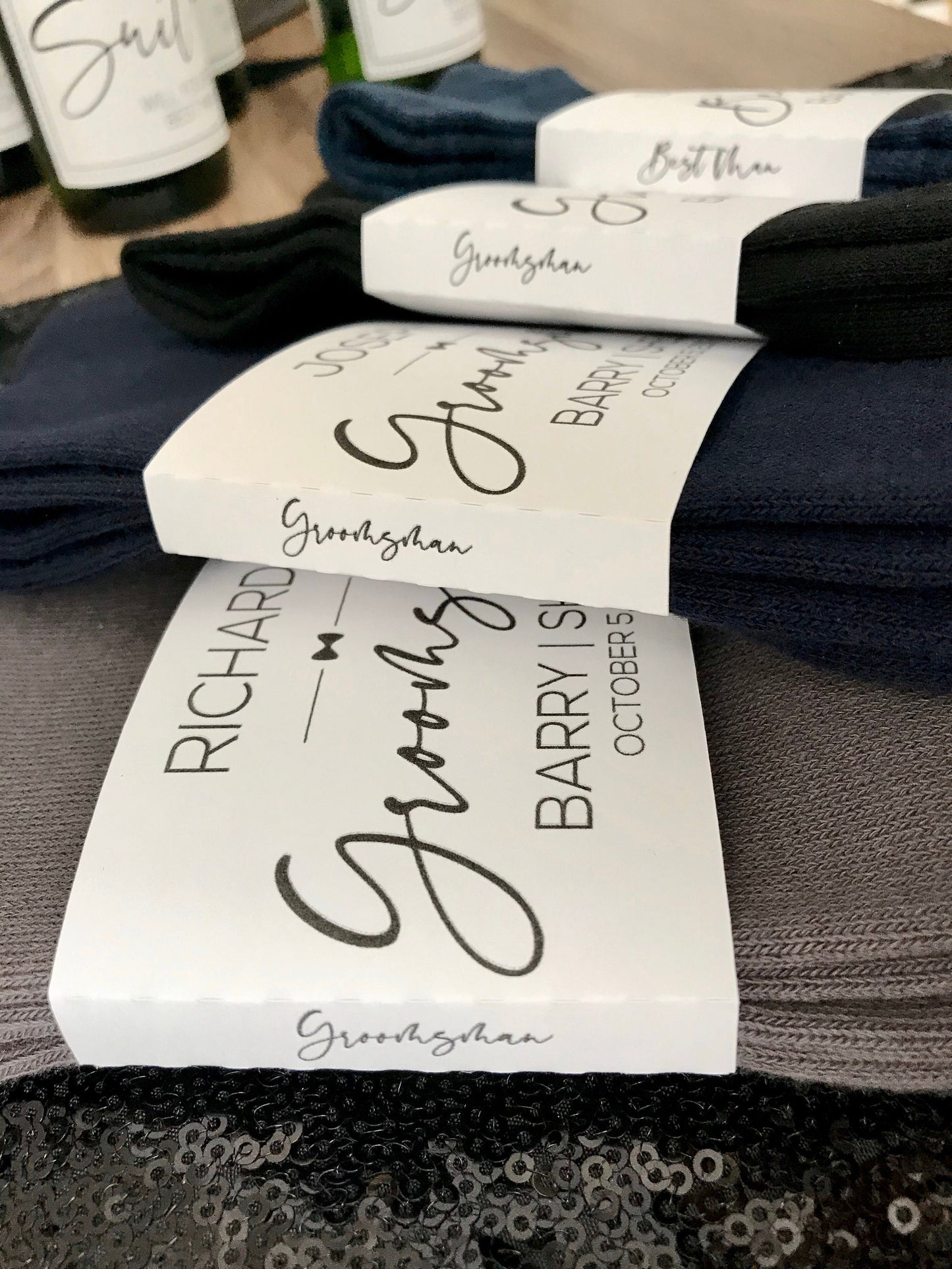 Groomsmen Sock Labels (Qty. 6)| Groomsmen Gifts| Personalized Socks for Groomsmen| Groomsmen Proposal| Wedding Sock Label| Bridal Party Gift