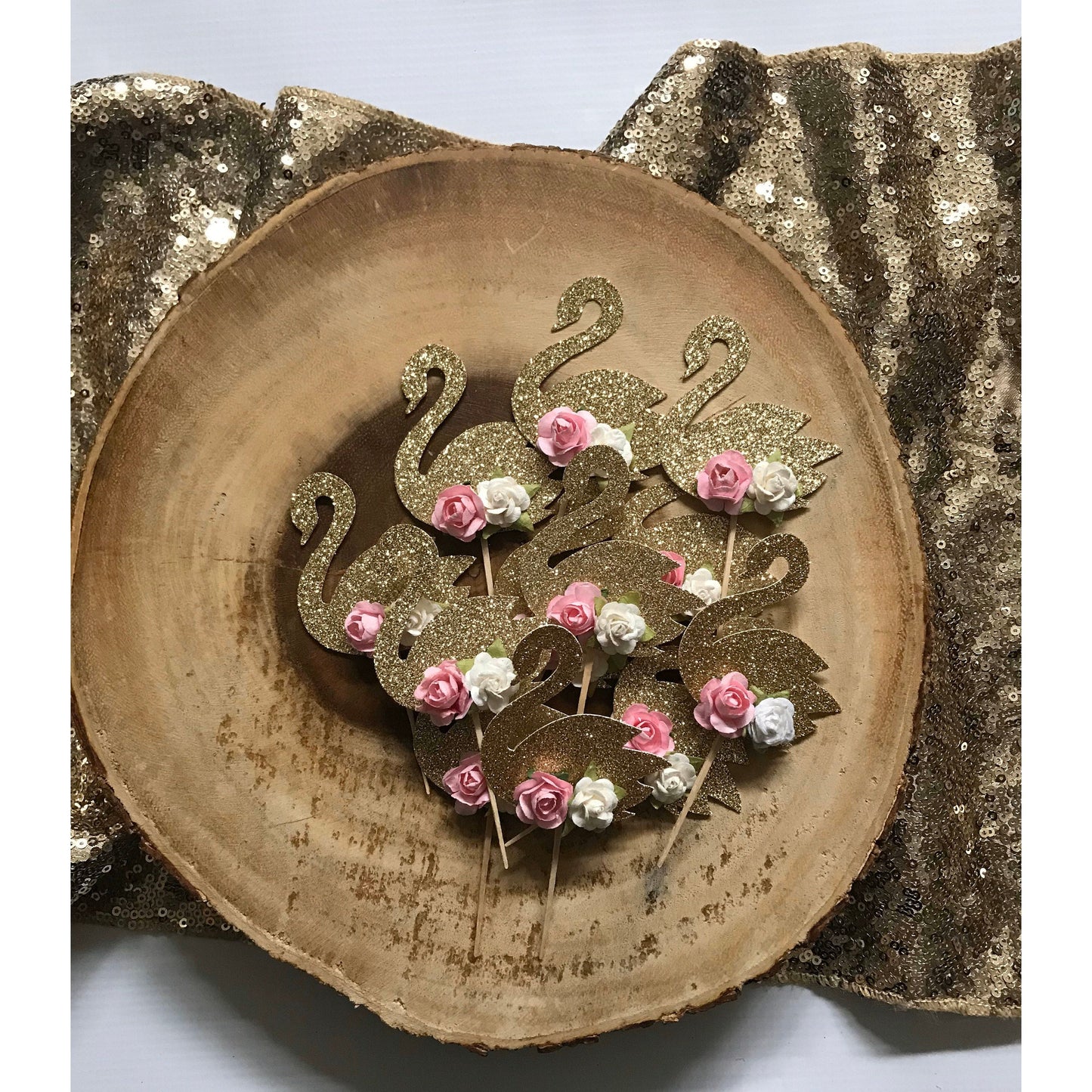 Swan Cupcake Toppers (Qty. 6)| Swan Birthday| Swan Party Decorations| Swan Cake Topper| Swan Princess Party| Swan Anniversary| Swan Baby Shower Decor