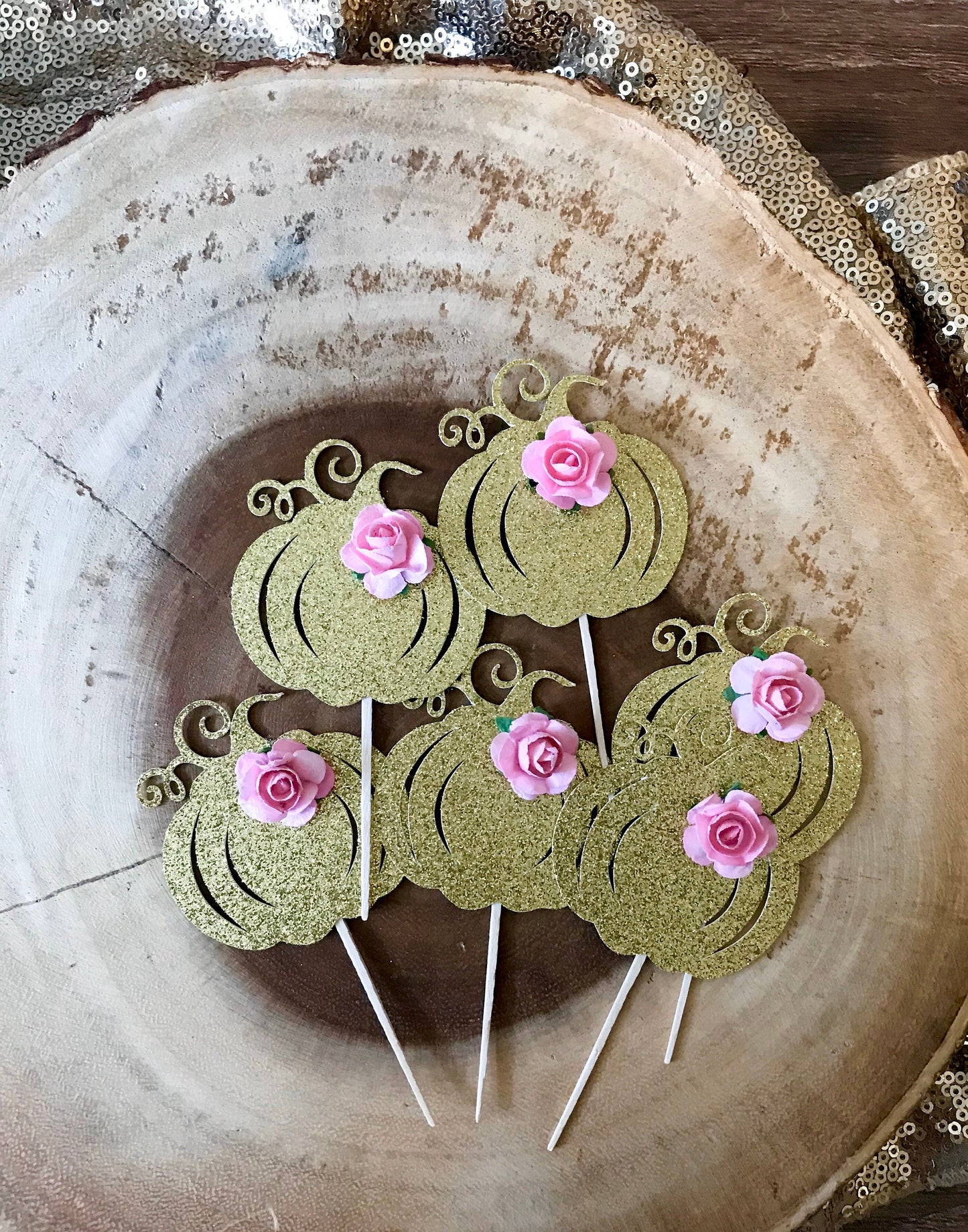 Pumpkin Cupcake Toppers (6)| Little Pumpkin is Brewing| Little Pumpkin on the Way| Fall Gender Reveal Decor| Pumpkin Gender Reveal Decor