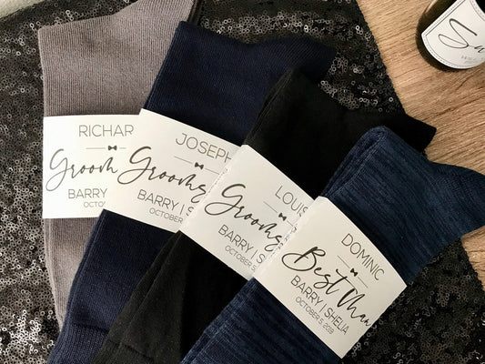 Groomsmen Sock Labels (Qty. 6)| Groomsmen Gifts| Personalized Socks for Groomsmen| Groomsmen Proposal| Wedding Sock Label| Bridal Party Gift