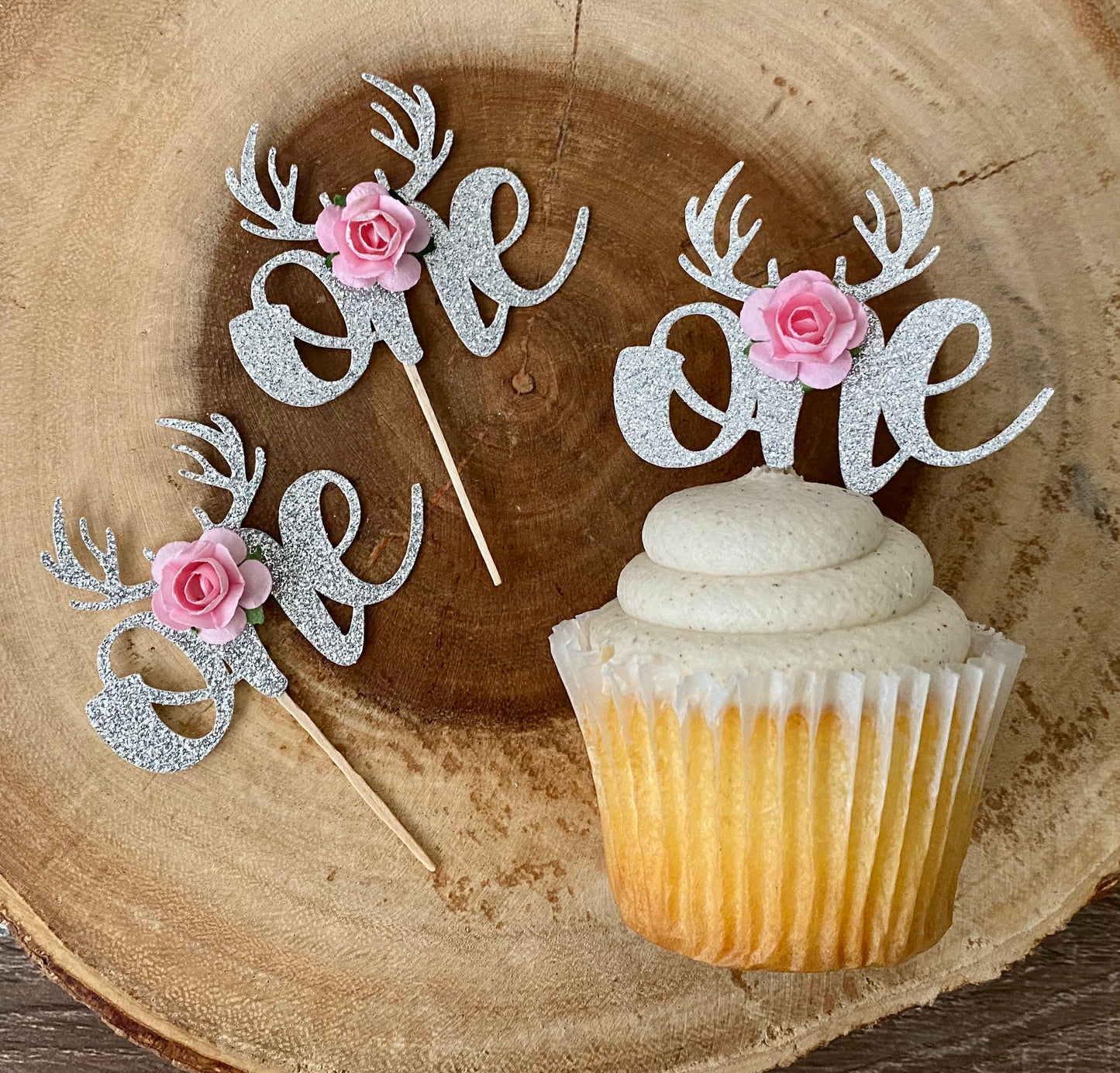 One Cupcake Toppers (Qty. 6)| Deer Toppers| Deer First Birthday| Deer Birthday Party| Oh Deer Toppers| Deer Toppers| Deer Cupcake Picks