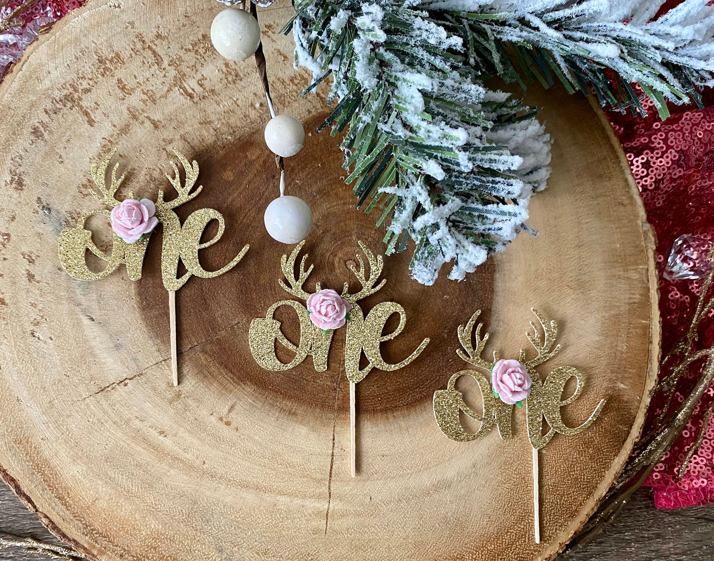 One Cupcake Toppers (Qty. 6)| Deer Toppers| Deer First Birthday| Deer Birthday Party| Oh Deer Toppers| Deer Toppers| Deer Cupcake Picks