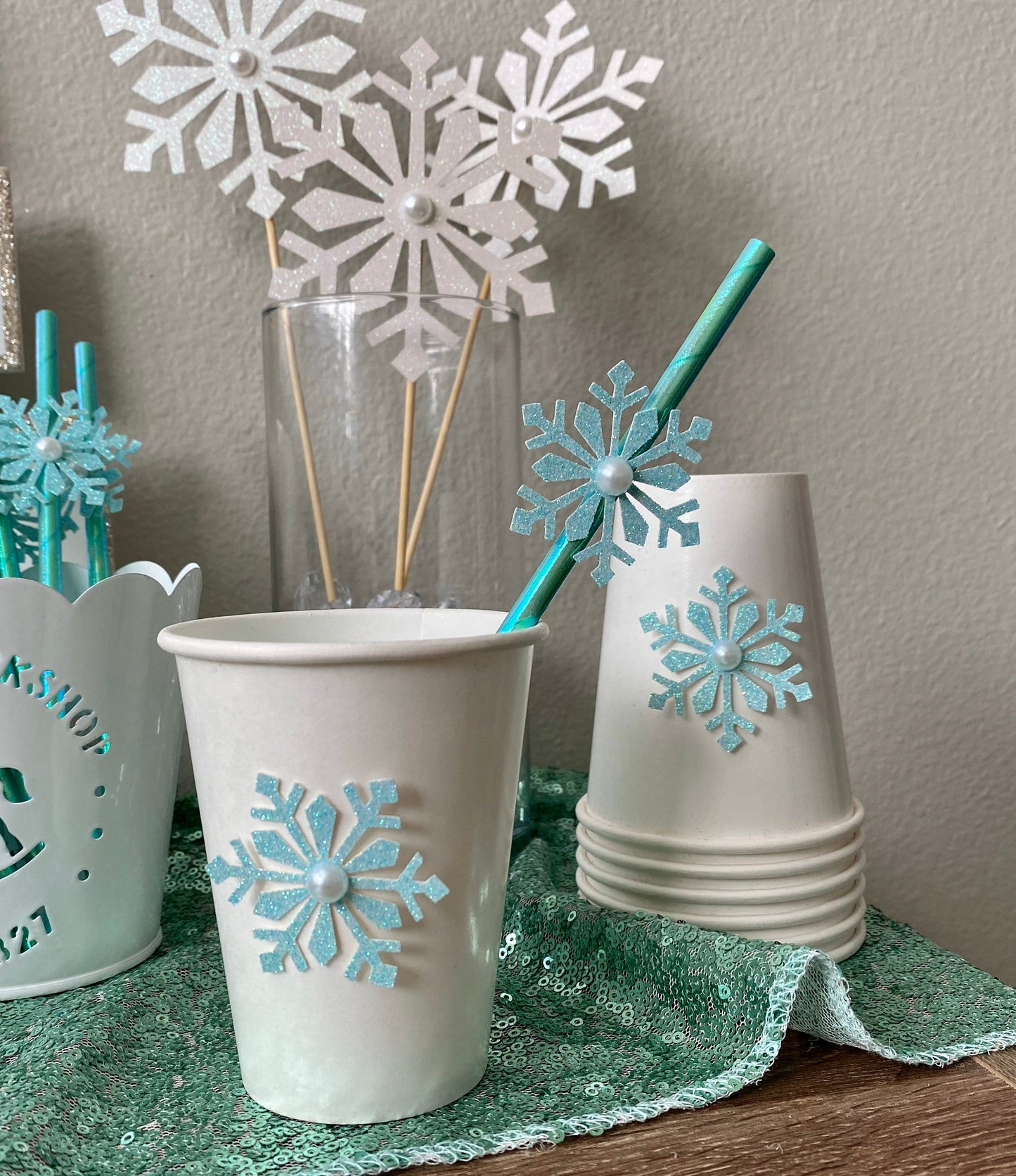 Embellished Snowflake Straws