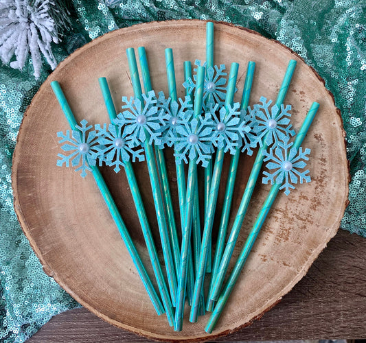 Embellished Snowflake Straws