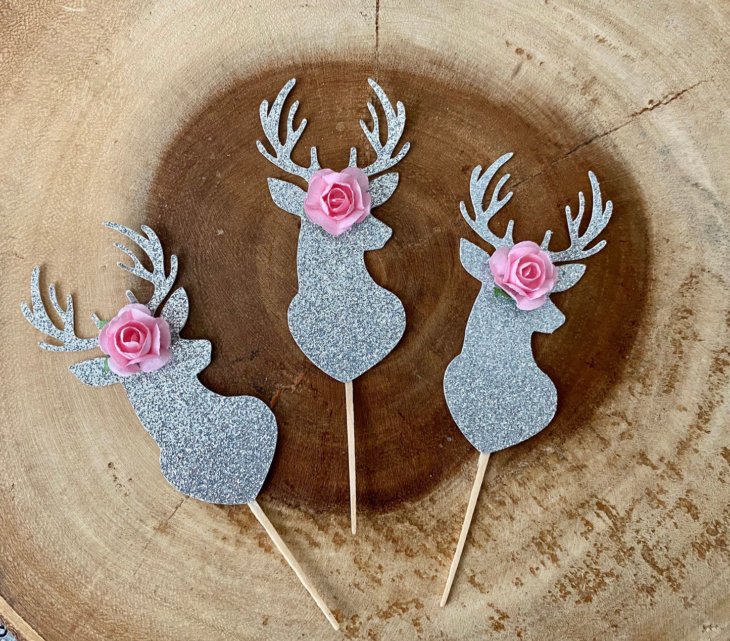 Silver Winter Onederland Party Decor| Reindeer Cupcake Toppers| Deer Cupcake Toppers| Reindeer Toppers| Deer Picks| Deer 1st Birthday