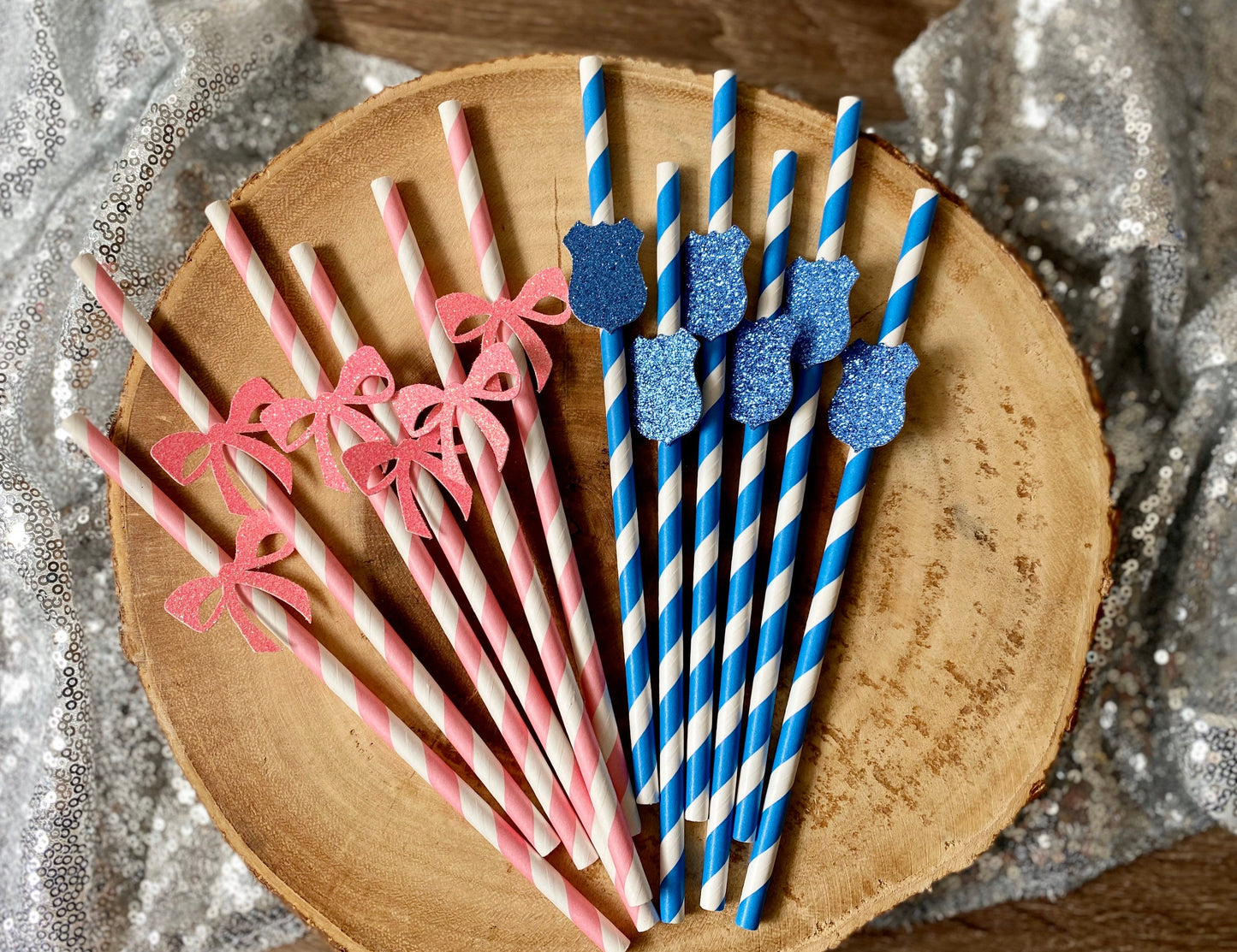 Badges or Bows Cake Topper| Silver Glitter| Gender Reveal Cake Topper| Police Gender Reveal| Sheriff Gender Reveal