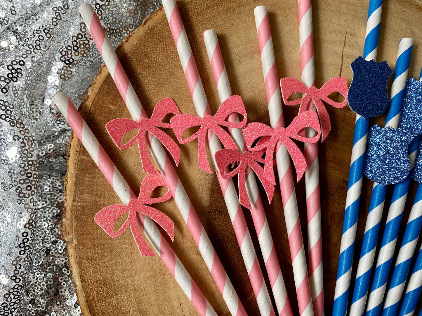 Badges or Bows Gender Reveal Straws
