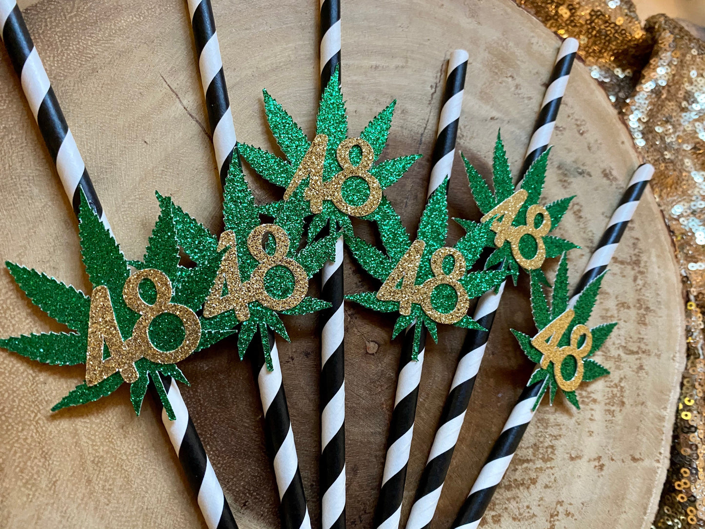 Pot Leaf Birthday Straws