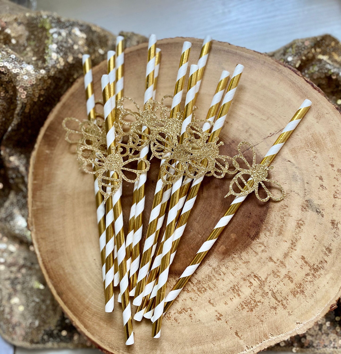 Glitter Bee Straws