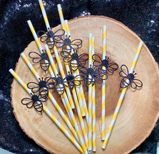 Glitter Bee Straws