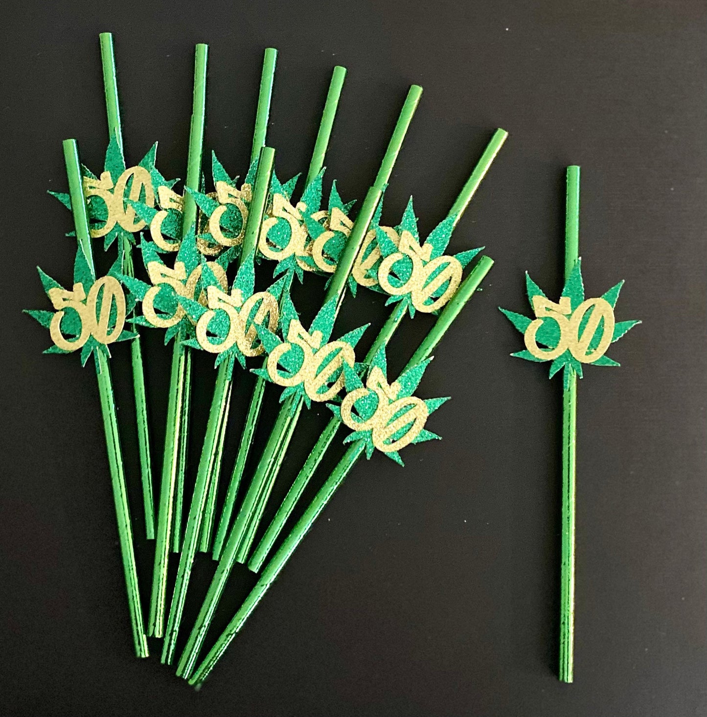 Pot Leaf Birthday Straws