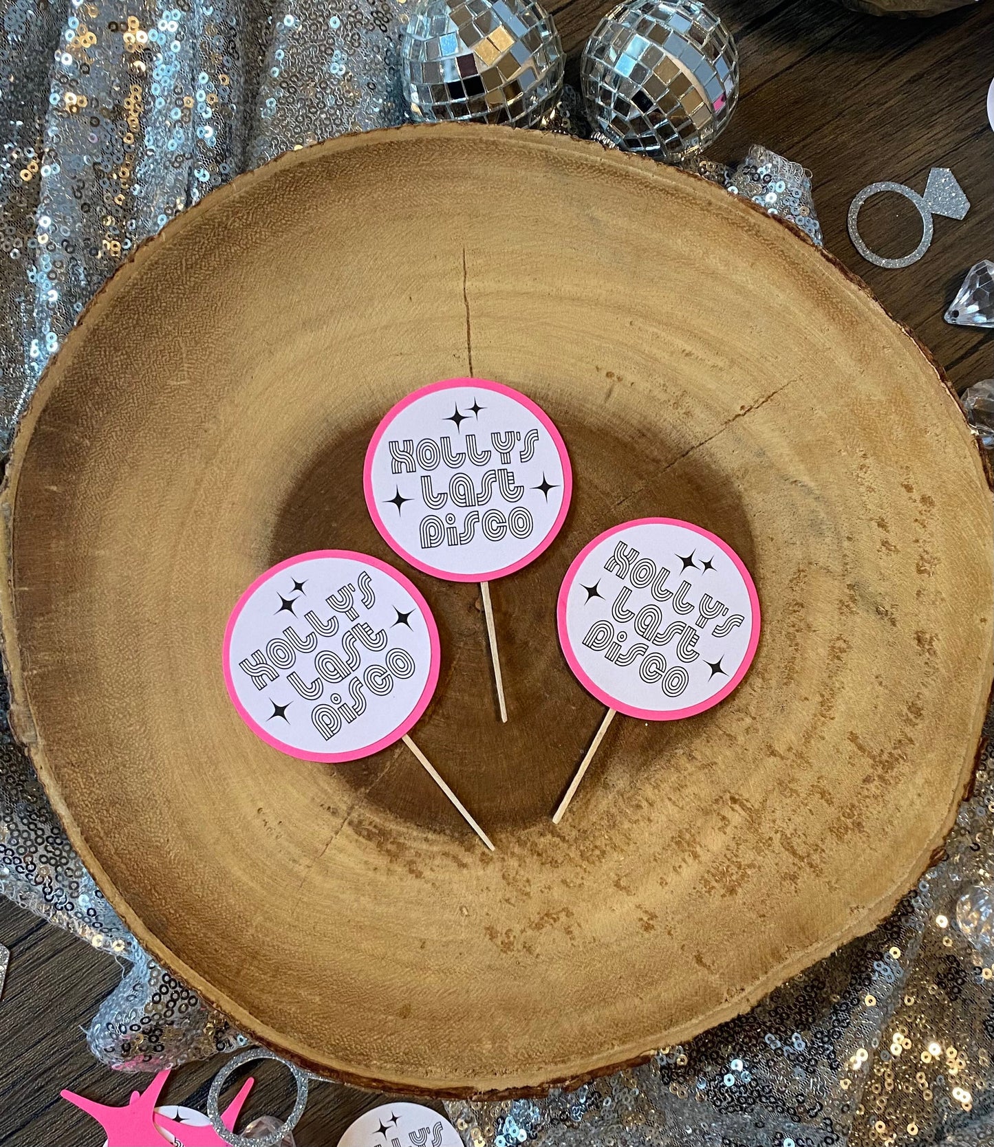Last Disco Cupcake Toppers (Qty. 6)| Disco Bride| Last Disco Party Decor| Last Disco Bachelorette| Nash Bash| Nashville Bach