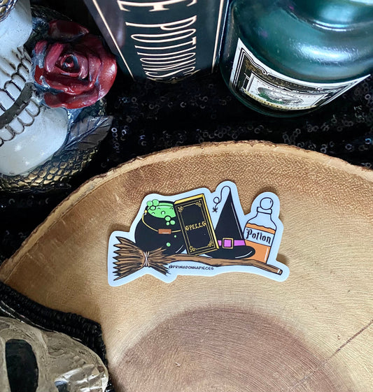 Halloween Essentials Sticker (Qty. 1)| Witch Stickers| Potion Stickers| Stickers for Laptop| Water Bottle Stickers| Cauldron Stickers