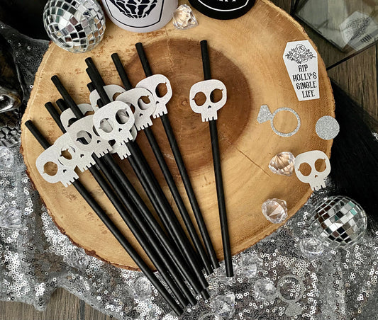 Til Death Straws (Qty. 12)| Gothic Engagement| Gothic Bridal| Gothic Bachelorette| Gothic Hen Party| Halloween Bachelorette| Till Death Bach