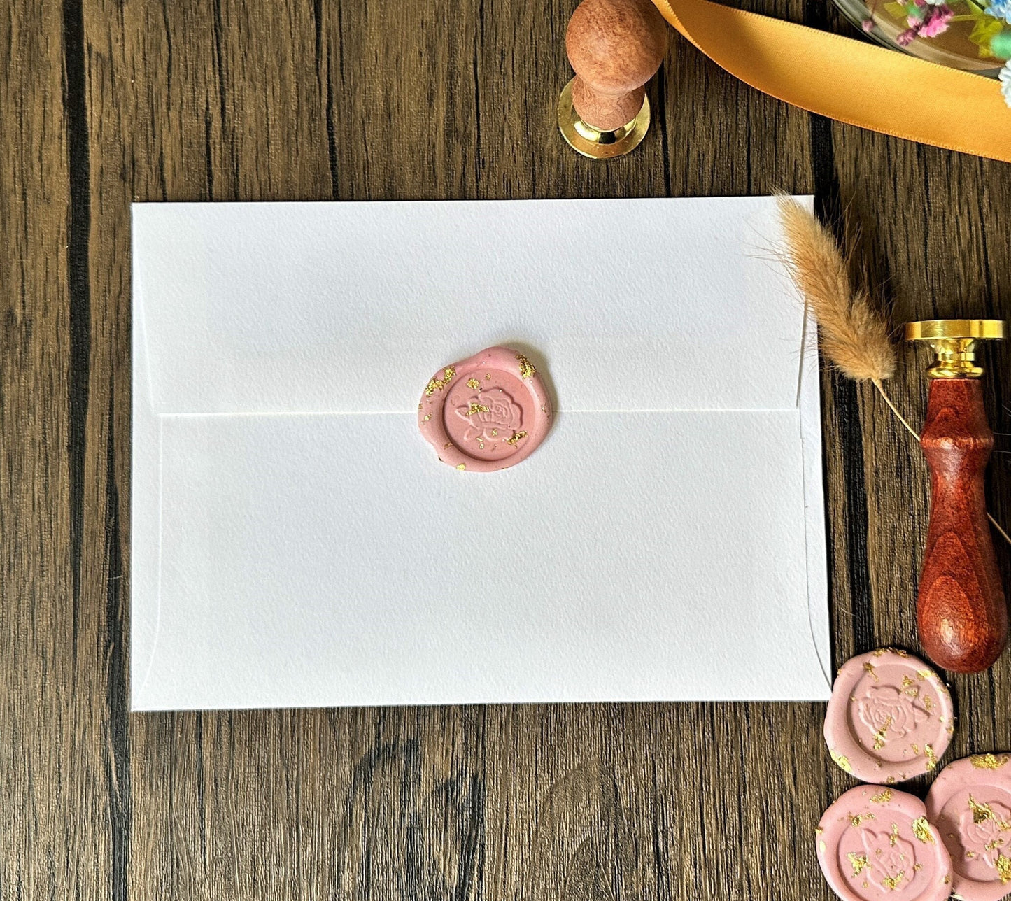 Peony Wax Seal (Qty. 1)| Embossed Wax Seal| Self Adhesive Wax Seal| Wax Seal Sticker| Envelope Wax Seal| Sealing Wax Stamp| Gold Leaf Seal