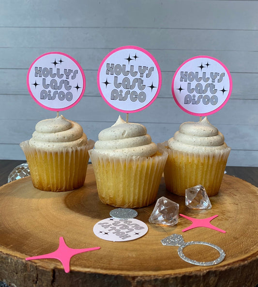 Last Disco Cupcake Toppers (Qty. 6)| Disco Bride| Last Disco Party Decor| Last Disco Bachelorette| Nash Bash| Nashville Bach
