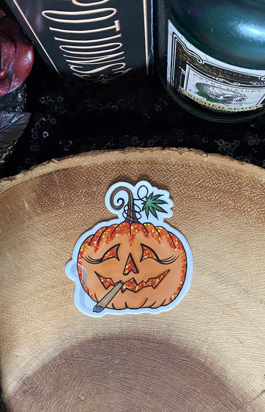 Smoking Pumpkin Sticker (Qty. 1)| Pumpkin Stickers| Weed Stickers| Cannabis Stickers| Halloweed Stickers| Pelican Case Stickers| Halloween