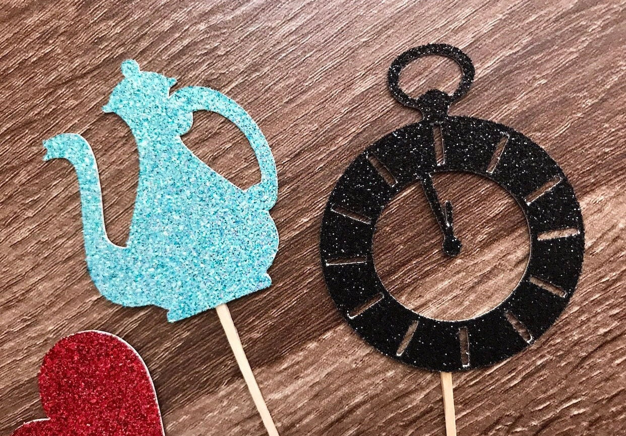 Tea Party Cupcake Toppers (Qty. 6)| Enchanted Garden Toppers| Onederland Party| Storybook Party| Tea Party Decor| Tea Party Toppers