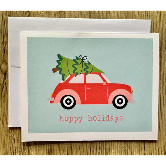 Happy Holidays Greeting Card (Qty. 1)| Christmas Tree Card| Christmas Car Cards| Home for the Holidays Card| Christmas Cards for Mailing