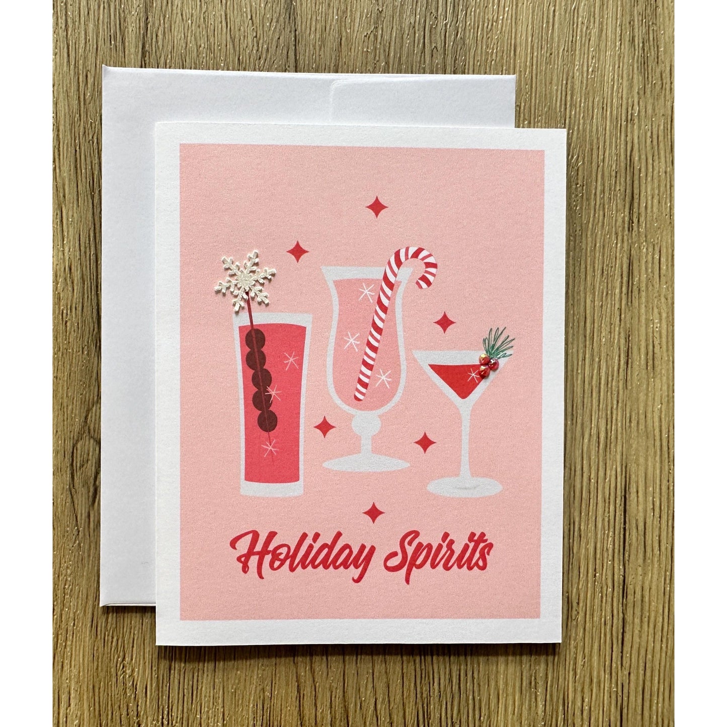 Holiday Spirits Greeting Card (Qty. 1)| Cocktail Christmas Card| Drink Christmas Cards| Making Spirits Bright| Holiday Drinks Cards