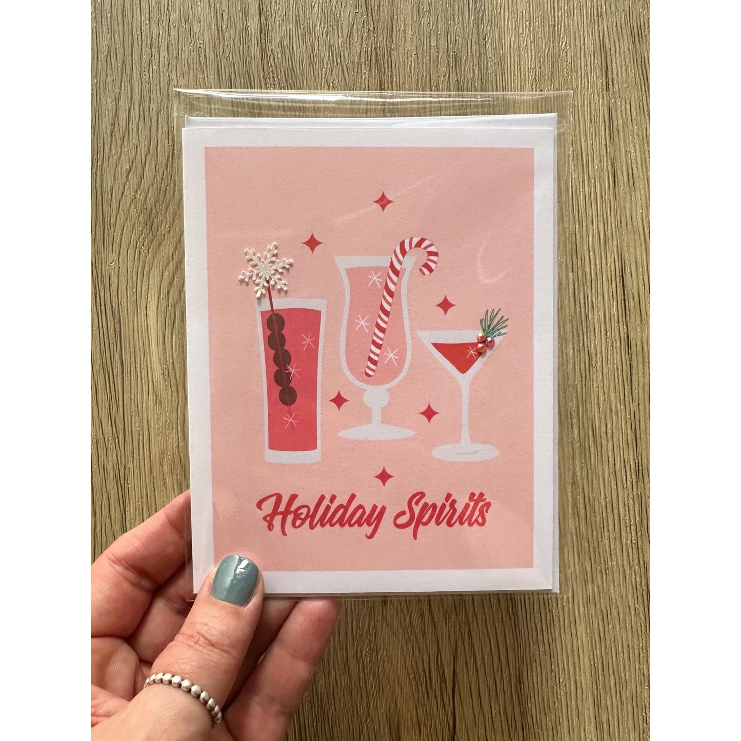 Holiday Spirits Greeting Card (Qty. 1)| Cocktail Christmas Card| Drink Christmas Cards| Making Spirits Bright| Holiday Drinks Cards
