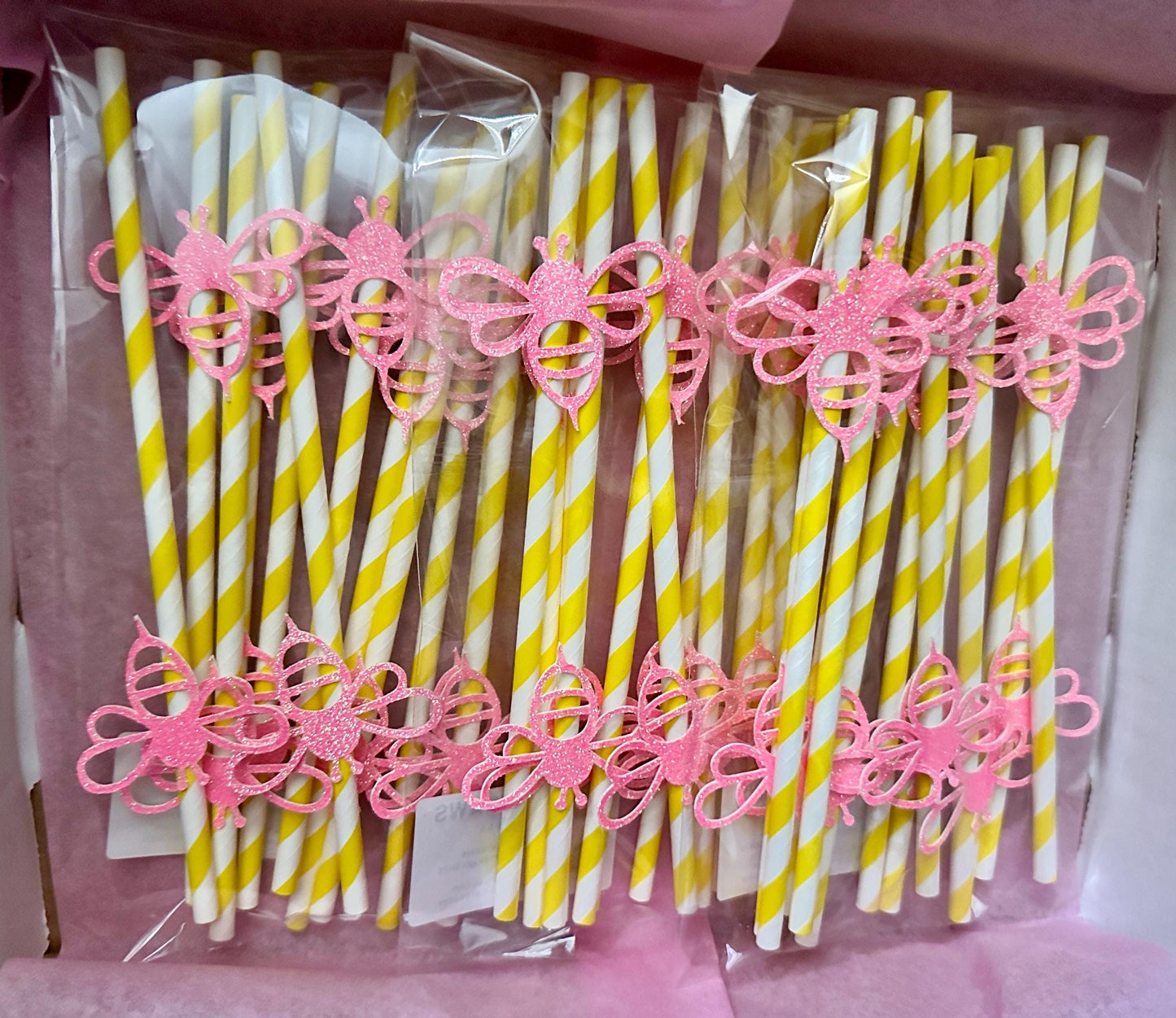 Glitter Bee Straws