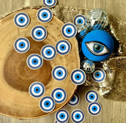 Eye Confetti (Qty. 30)| Blue Eye Party Decor| No Bad Vibes Decorations| Evil Birthday Decor| Eye Party Decor| Mediterranean Party Decor