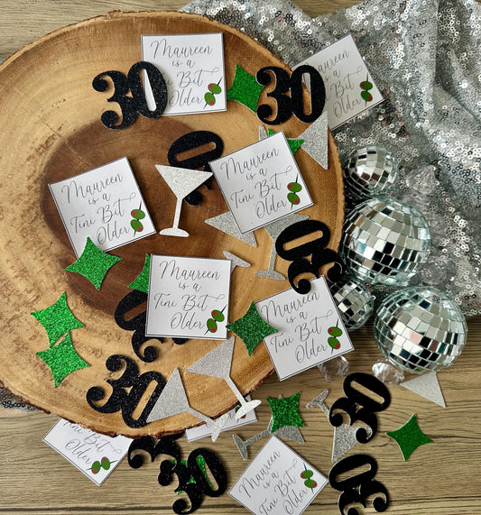 40 Pieces A Tini Bit Older Confetti| Martini Birthday| Dirty Martini| Martini Party Decor| Dirty Thirty Party Decor| Martini Theme Decor
