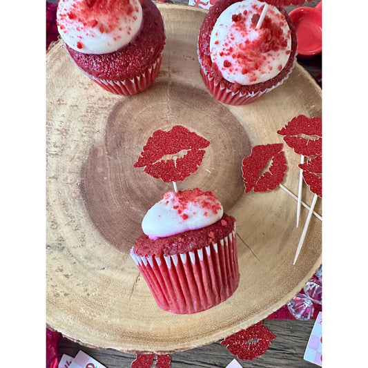 Lip Cupcake Toppers (Qty. 6)| Kiss the Miss Goodbye| Kiss the Miss Bachelorette Toppers| Lip Party Decor| Kiss the Miss Hen Party Decor