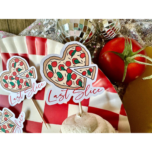 Last Slice of the Single Life Cupcake Toppers (6)| Pizza Party Decor| Thats Amore Party| Pizza Bachelorette| Italian Bachelorette Party