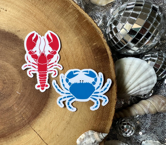 Shell Fish Sticker Set (2)| Coastal Sticker| Journal Sticker| Last Toast on the Coast| Beach Sticker| Crab Sticker| You're My Lobster