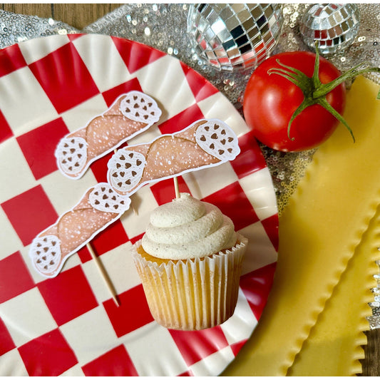 Cannoli Cupcake Toppers (6)| Cannoli Birthday Decor| Italian Party Decor| Pizza Party Theme| Cannoli Party| Italy Party| Last Slice Single
