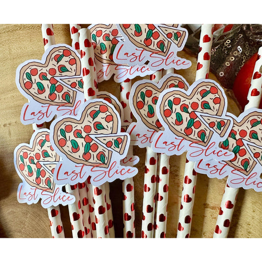 Last Slice of the Single Life Straws (12)| Pizza Party Decor| Thats Amore Party| Pizza Bachelorette| Italian Bachelorette Party| Pizza Straws