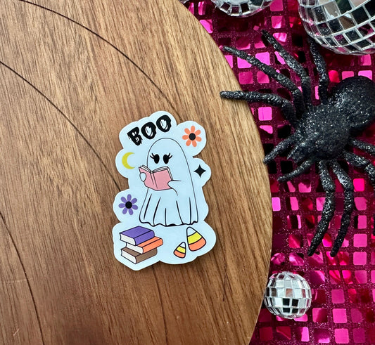 Ghost Reading Sticker| Ghost Stickers| Halloween Stickers| Ghoulish Stickers| Hot Girls Read Sticker| Spooky Stickers| Summerween Stickers