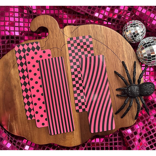 Halloween Bookmarks| Stripped Bookmarks| Pattern Bookmarks| Ghoulish Bookmark| Hot Girls Read| Spooky Bookmarks| Summerween Bookmarks