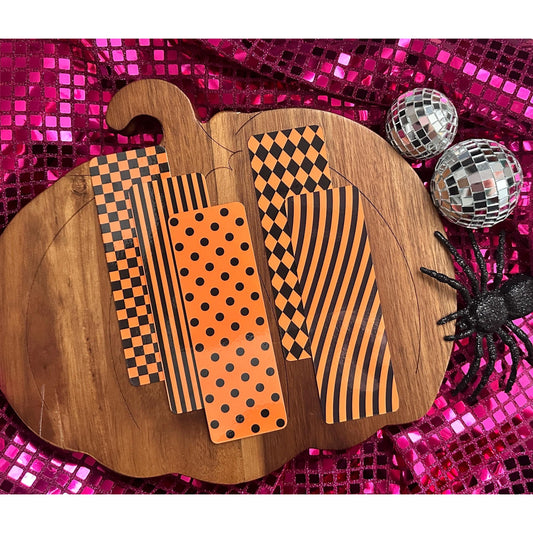 Halloween Bookmarks| Stripped Bookmarks| Pattern Bookmarks| Ghoulish Bookmark| Hot Girls Read| Spooky Bookmarks| Summerween Bookmarks