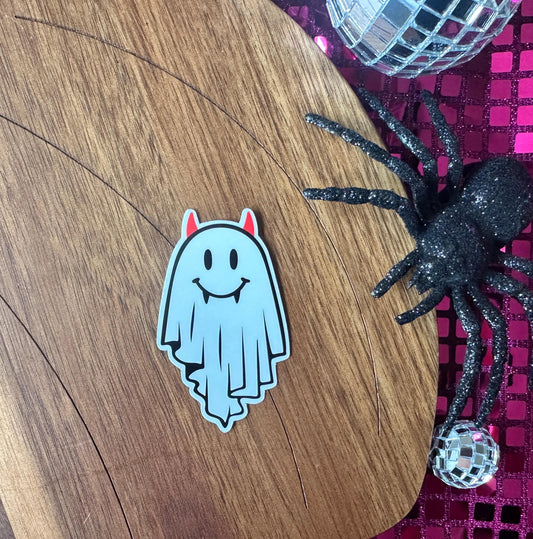Devil Ghost Sticker (Qty. 1)| Ghost Stickers for Her| Girly Ghost Stickers| Ghost Devil Stickers| Water Bottle Stickers| Halloween Stickers